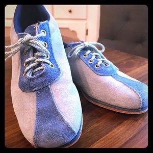 Vintage 70s Brunswick Bowling Shoes Blue Suede 8.5